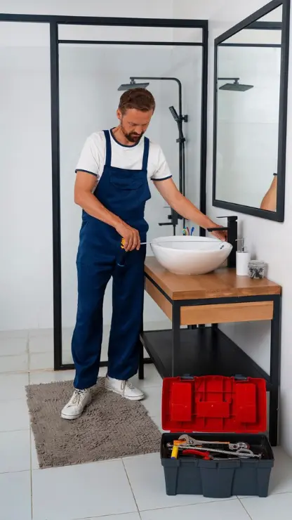 Professioneller Sanitärtechniker bei der Arbeit in Wien