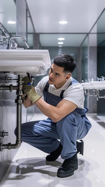Professioneller Sanitärtechniker bei der Arbeit in Linz
